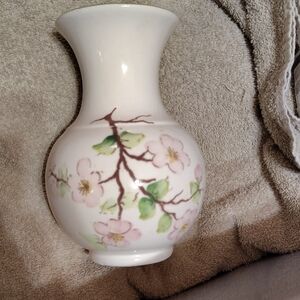 Albert Weiss Floral Vase - Cream with Pink and Green Design
